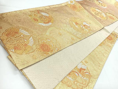 平和屋着物◎六通柄袋帯　唐織　花鳥文　金銀糸　正絹　逸品　CABB1138nb