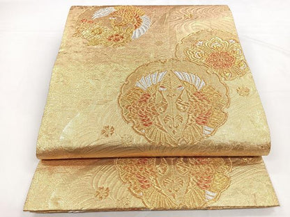 平和屋着物◎六通柄袋帯　唐織　花鳥文　金銀糸　正絹　逸品　CABB1138nb