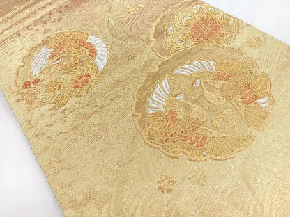 平和屋着物◎六通柄袋帯　唐織　花鳥文　金銀糸　正絹　逸品　CABB1138nb