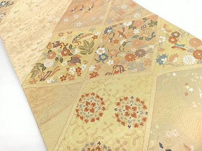 平和屋着物◎六通柄袋帯　唐織　花鳥文　金糸　正絹　逸品　CABB1147nb