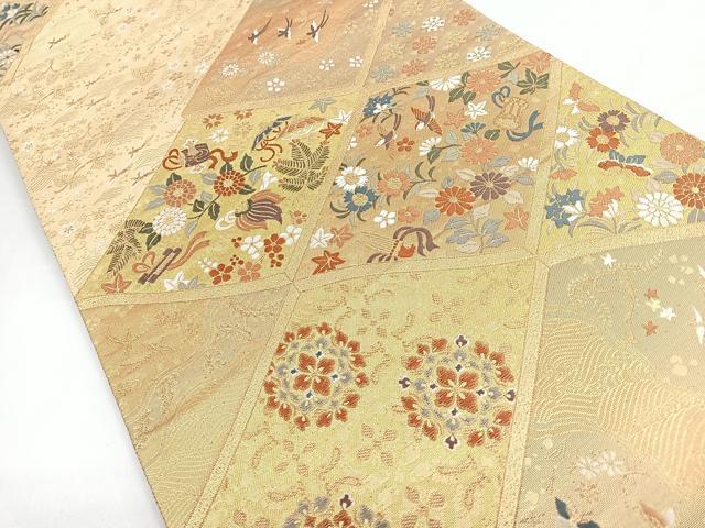 平和屋着物◎六通柄袋帯　唐織　花鳥文　金糸　正絹　逸品　CABB1147nb