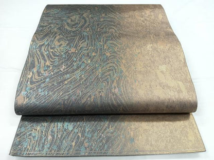 平和屋着物◎両面　六通柄袋帯　流水文　引箔　正絹　逸品　CABB1149nb