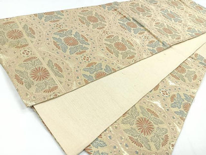 平和屋着物◎六通柄京袋帯　草花文　金糸　正絹　逸品　CABB1160nb