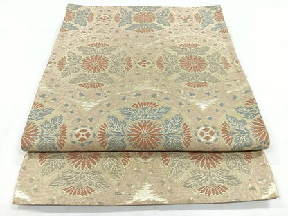 平和屋着物◎六通柄京袋帯　草花文　金糸　正絹　逸品　CABB1160nb