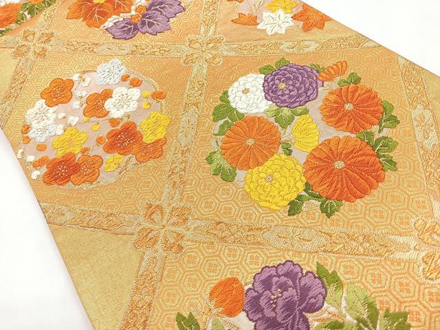平和屋着物◎六通柄袋帯 唐織 御殿天井絵文 金銀糸 正絹 逸品 CABB1163nb