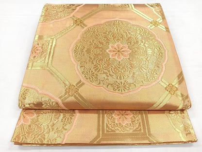 平和屋着物◎六通柄袋帯　唐織　蜀江花文　金糸　正絹　逸品　CABB1165nb