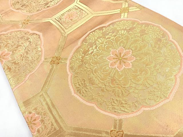 平和屋着物◎六通柄袋帯　唐織　蜀江花文　金糸　正絹　逸品　CABB1165nb