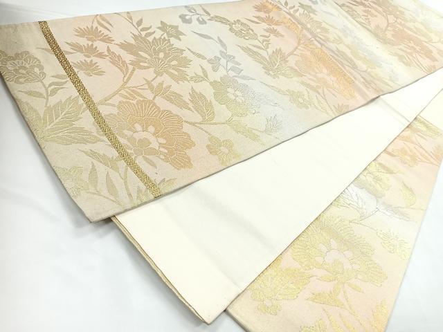 平和屋着物◎六通柄袋帯　更紗花文　金銀糸　正絹　逸品　CABB1171nb