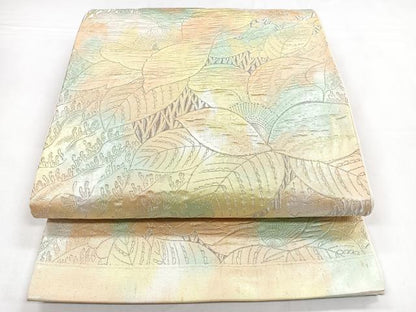 平和屋着物◎六通柄袋帯 草花文 銀糸 正絹 逸品 CABB1175nb