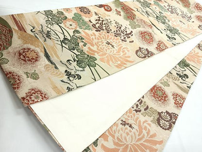 平和屋着物◎アンティーク 大正ロマン 六通柄袋帯 乱菊 飛鶴花文 正絹 逸品 CABB1184nb
