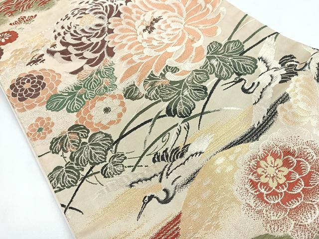 平和屋着物◎アンティーク 大正ロマン 六通柄袋帯 乱菊 飛鶴花文 正絹 逸品 CABB1184nb