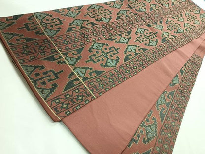 平和屋着物◎六通柄袋帯 唐織 幾何学文 金糸 正絹 逸品 CABB1189nb