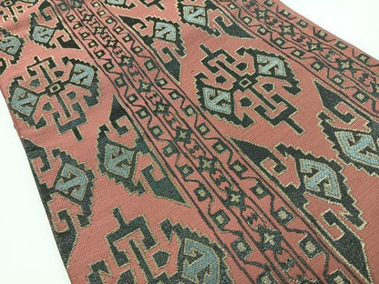 平和屋着物◎六通柄袋帯 唐織 幾何学文 金糸 正絹 逸品 CABB1189nb