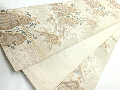 平和屋着物◎六通柄袋帯 立波枝松文 金糸 正絹 逸品 CABB1191nb
