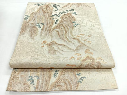 平和屋着物◎六通柄袋帯 立波枝松文 金糸 正絹 逸品 CABB1191nb