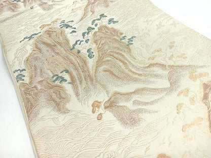 平和屋着物◎六通柄袋帯 立波枝松文 金糸 正絹 逸品 CABB1191nb