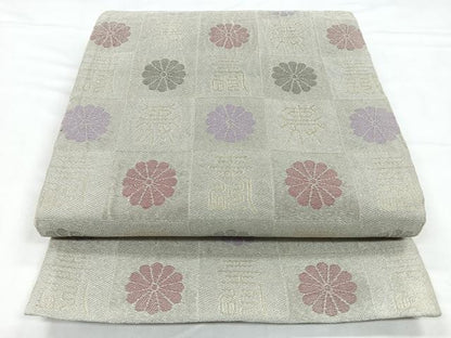 平和屋着物◎六通柄袋帯　文字文　金銀糸　正絹　逸品　CABB1194nb