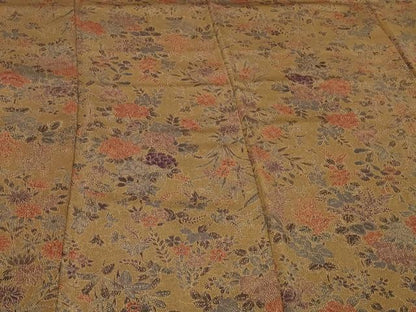 平和屋着物■上質な小紋　草花文　鬼しぼ縮緬　正絹　逸品　CABB1258in