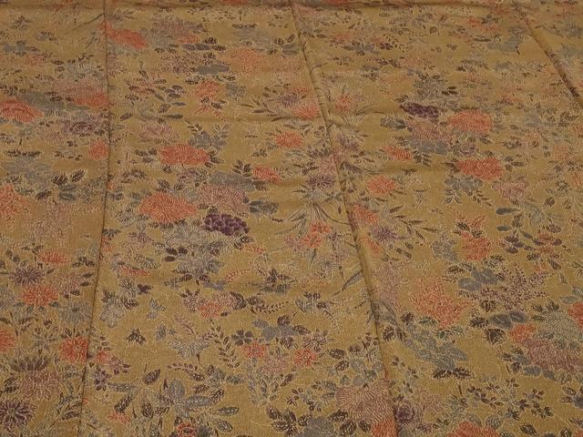 平和屋着物■上質な小紋　草花文　鬼しぼ縮緬　正絹　逸品　CABB1258in