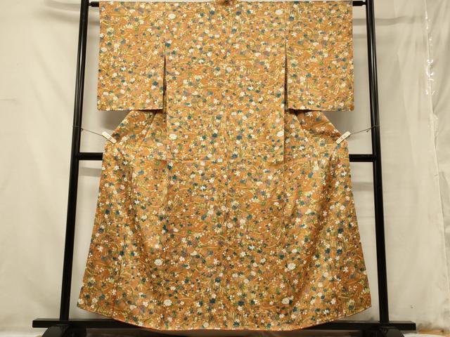 平和屋着物■上質な小紋　草花文　正絹　逸品　未使用　CABB1287in