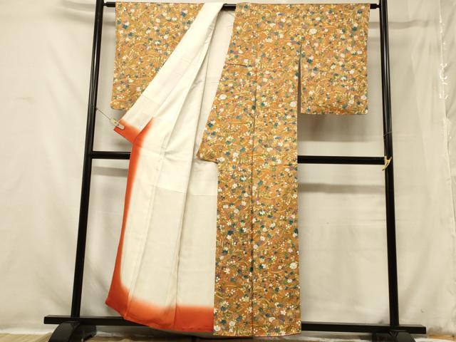 平和屋着物■上質な小紋　草花文　正絹　逸品　未使用　CABB1287in