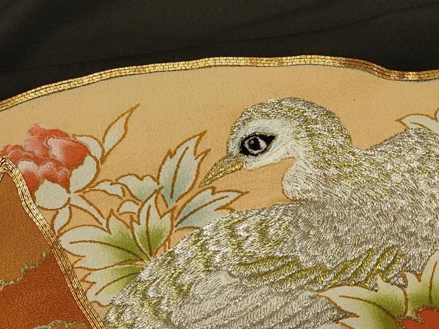 平和屋着物■豪華黒留袖 駒刺繍 御所車地紙花鳥文 金銀彩 正絹 逸品 CABB1311in