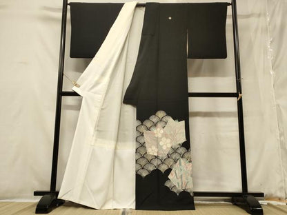 平和屋着物■豪華黒留袖 刺繍 松葉青海波 松竹梅 金銀彩 正絹 逸品 CABB1312in