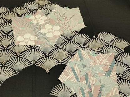 平和屋着物■豪華黒留袖 刺繍 松葉青海波 松竹梅 金銀彩 正絹 逸品 CABB1312in