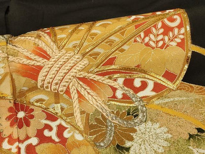 平和屋着物■豪華黒留袖 駒刺繍 鼓絵巻花文 金彩 正絹 逸品 CABB1313in