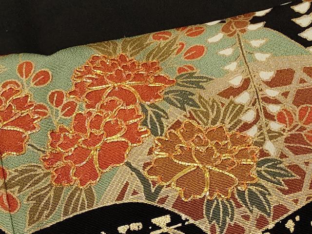 平和屋着物□豪華黒留袖 駒刺繍 流水地紙花文 藤花房