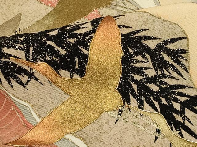 平和屋着物■豪華黒留袖　駒刺繍　万寿染　飛鶴文　暈し染め　金彩　正絹　逸品　CABB1315in