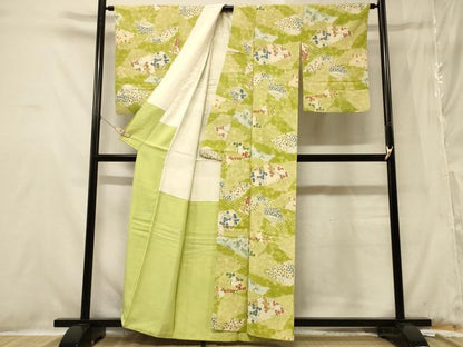 平和屋着物■上質な小紋　切嵌花文　正絹　逸品　CABB1335in