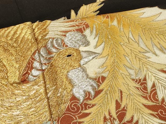 平和屋着物■豪華黒留袖 刺繍 鳳凰桐唐草文 金彩 正絹 逸品 CABB1362in