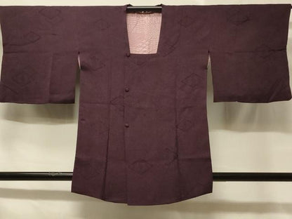 平和屋着物■道行コート　花菱地紋　似せ紫色　正絹　逸品　CABB1505in