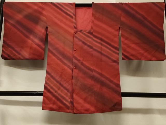 平和屋着物■道行コート　リバーシブル　斜線文　暈し染め　正絹　逸品　CABB1525in