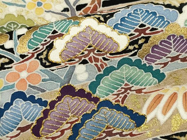 平和屋着物■豪華黒留袖　作家物　駒刺繍　エ霞風景枝花文　金彩　正絹　逸品　CABB1610ou