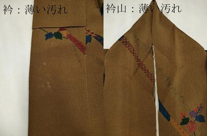 平和屋着物■上質な小紋　鬘帯草花文　鬼しぼ縮緬　正絹　逸品　CABB1615ou