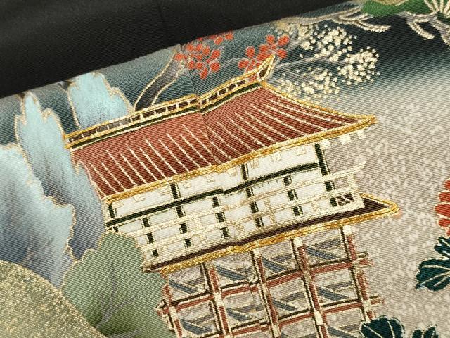平和屋着物■豪華黒留袖　駒刺繍　万寿染　飛鶴風景文　暈し染め　金彩　正絹　逸品　CABB1620ou