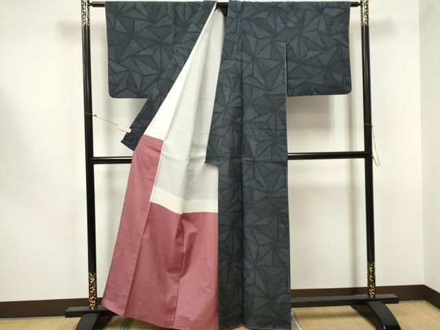 平和屋着物□上質な紬 幾何学文様 正絹 逸品 AABB8880sx