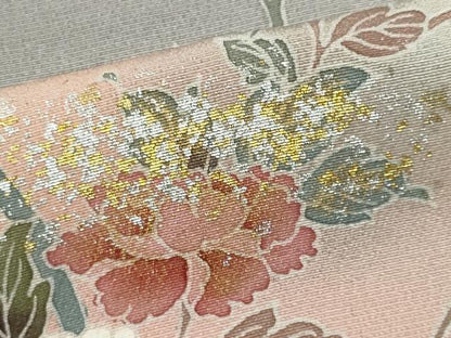 平和屋着物■訪問着　霞草花文　暈し染め　金銀彩　正絹　逸品　CABB1648ou