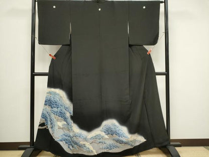 平和屋着物■豪華黒留袖 刺繍 枝松文 暈し染め 正絹 逸品 CABB1688ou