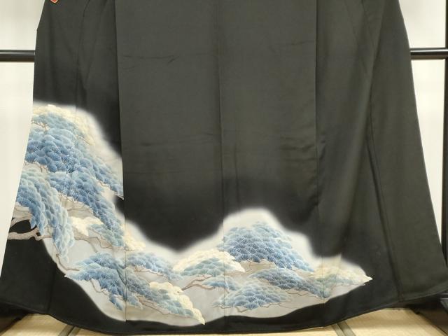 平和屋着物■豪華黒留袖 刺繍 枝松文 暈し染め 正絹 逸品 CABB1688ou