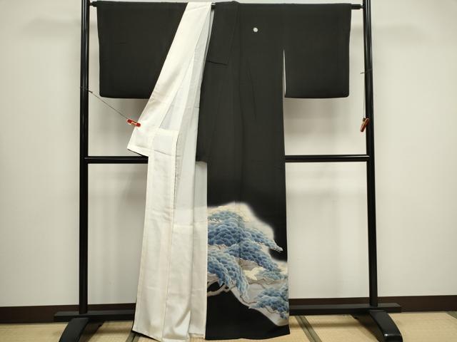 平和屋着物■豪華黒留袖 刺繍 枝松文 暈し染め 正絹 逸品 CABB1688ou