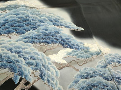 平和屋着物■豪華黒留袖 刺繍 枝松文 暈し染め 正絹 逸品 CABB1688ou