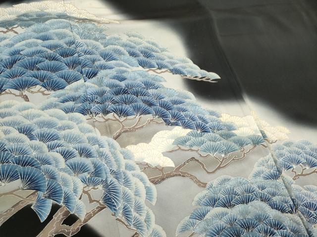 平和屋着物■豪華黒留袖 刺繍 枝松文 暈し染め 正絹 逸品 CABB1688ou