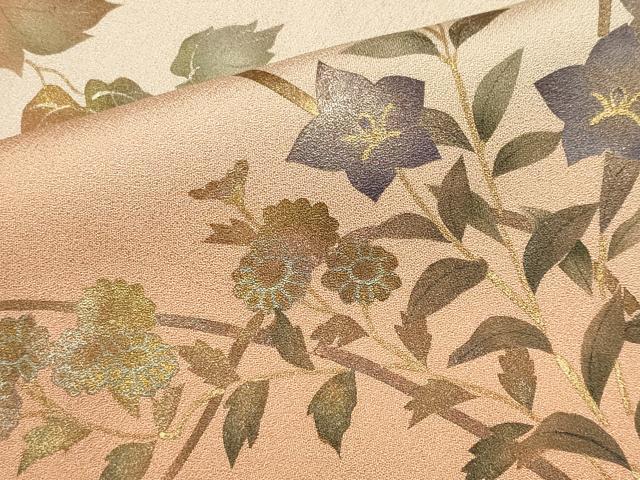 平和屋着物■訪問着　草花文　暈し染め　金彩　正絹　逸品　CABB1689ou