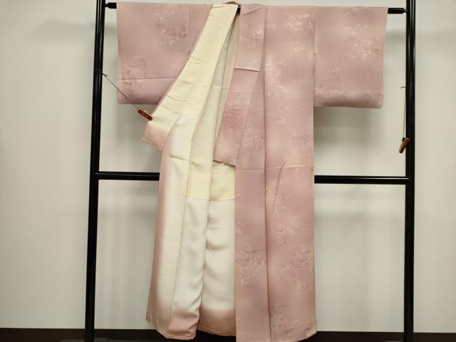 平和屋着物■上質な小紋　地紋起こし　草花文　暈し染め　正絹　逸品　CABB1692ou