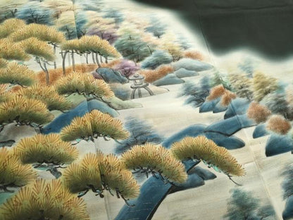 平和屋着物■豪華黒留袖 作家物 手描き 風景樹林文 暈し染め 金彩 正絹 逸品 CABB1694ou