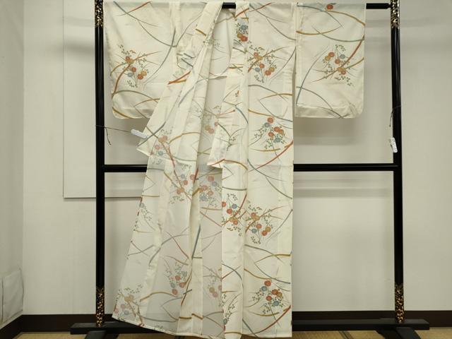 平和屋着物＊夏物　小紋　絽　草花文　洗える着物　CABB1707ou