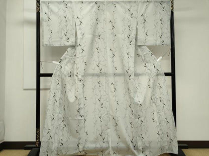 平和屋着物＊夏物 小紋 絽 枝葉文 洗える着物 CABB1708ou